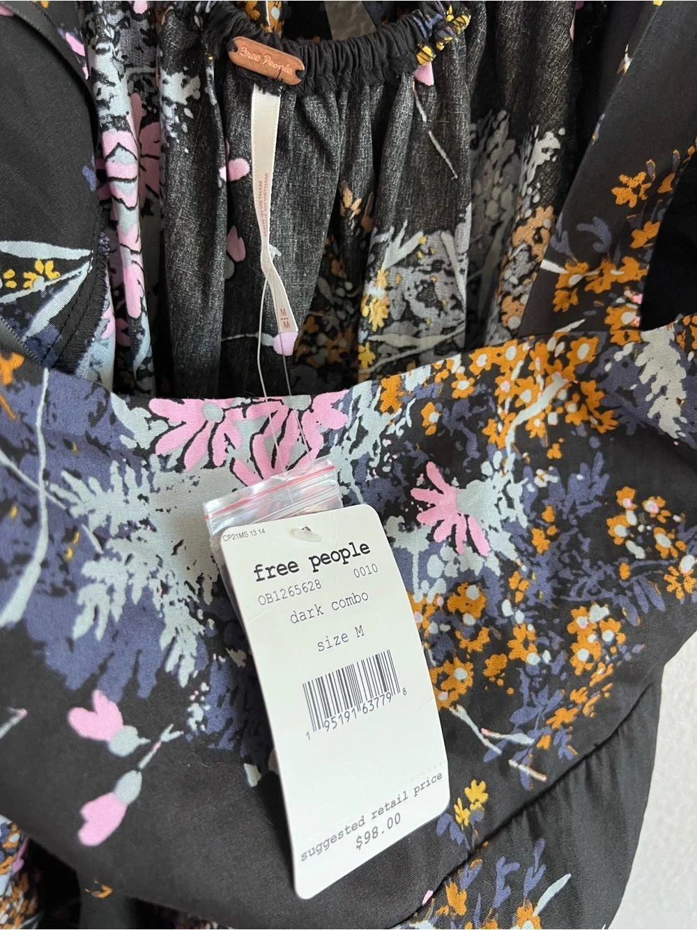NWT Free People Women's Let The Sunshine Floral Dark Combo Babydoll A-Line Mini